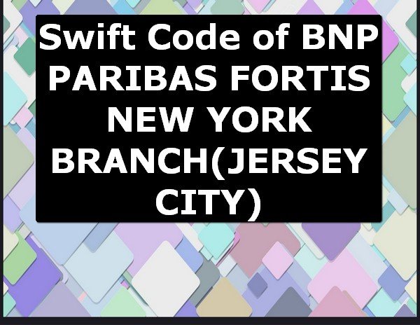 Swift Code of BNP PARIBAS FORTIS NEW YORK BRANCH JERSEY CITY