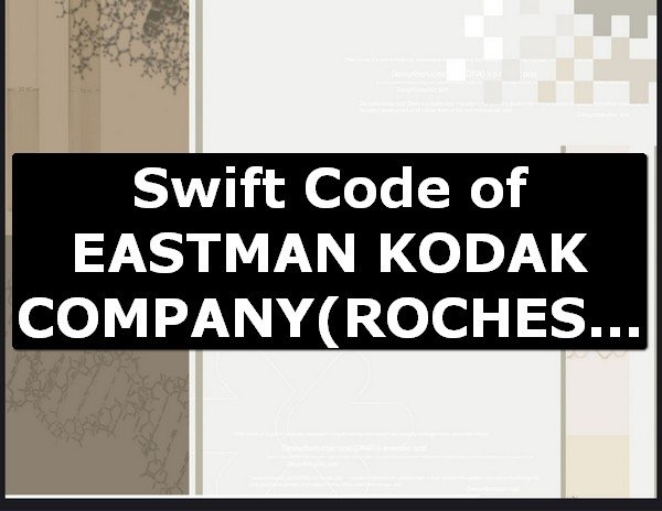 Swift Code of EASTMAN KODAK COMPANY ROCHESTER